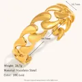 Vista dettagliata del bracciale a catena in acciaio inossidabile placcato oro 18K - Stile di Maglia di Catena Larga Esagerata (B0634_Gold)