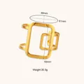 Exaggerated geometric stainless steel cuff bracelet with 18K gold plated finish - Nested Double Rectangle Geometric Style (B0245) / Gold