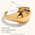 Chunky 18K gold plated stainless steel wavy sculptural bangle bracelet for women - Streamlined 3D Wave Sculpture Style (B0514_Gold) / Gold