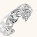 Bracciale rigido in acciaio inossidabile con maglie a goccia intrecciate, color argento - Stile Argentato Cavo a Incastro a Goccia (B0634_Silver)