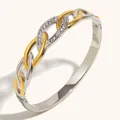 Elegante bracciale rigido bicolore in acciaio inossidabile con strass luccicanti - Stile Intarsiato Intrecciato Bicolore (B0661_Double)