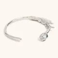 Bracciale rigido in acciaio inossidabile argento con bocciolo di fiore - Stile Argentato di Bocciolo e Foglia di Tulipano (B0705_Silver)