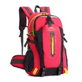 Roter und schwarzer Outdoor-Wanderrucksack mit ergonomischen Gurten und Logo - 36-55L / Einfache Taillenunterstützung / Rosa Band