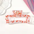 Detail of clear hair claw clip with red cherry and bow patterns for women - Style D Transparent / 8.5cm Size