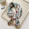 Elegant 70x70cm square silk scarf with vintage floral and figure print - Samsara Beige (23) / 70cm Length / Beige