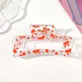 Macro view of transparent hair claw clip with red bow and heart pattern details - Style A Transparent / 8.5cm Size