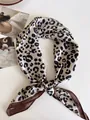 Vintage Leopardenmuster 70cm Kunstseide Quadratisches Halstuch für modisches Styling - 70x70cm / Lächelndes Leopardenmuster Beige (SR-Lächelndes Leopardenmuster Beige)