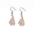Handmade raw pink crystal earrings with elegant gold wire wrapped design for healing - One Pair / Rose Quartz