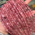 Gros plan de perles de quartz fraise rouges irrégulières pour la création de bijoux. - 6-8mm (40cm) / Rouge naturel