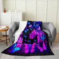 Dreamy purple and blue butterfly flannel blanket featuring high-quality digital printing. - 70x100cm / Purple Blue Starry Butterfly