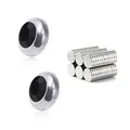 Magnetic stainless steel stud earrings with black stones and extra cylindrical magnets - Black