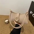 Elegant beige underarm bag for women with gold D-buckle and stylish knotted strap - Khaki