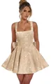 Abito da cocktail corto in paillettes oro champagne con dettaglio fiocco posteriore - US4 / Top E Pantaloni / Champagne