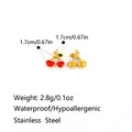 Stainless steel cherry fruit charms with dimensions 1.7cm and weight 2.8g info. - Enamel Cherry Style (PJ0822)