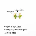 Green cactus enamel pendant made of hypoallergenic stainless steel for DIY jewelry - Enamel Cactus Style (PJ0824)