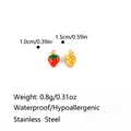 Strawberry stainless steel charm pendants in red and gold finishes - Enamel Single Strawberry Style (PJ0825)
