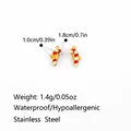 Red and white enamel Christmas candy cane pendant in high quality stainless steel - Enamel Candy Cane Style (PJ0827)