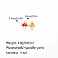 Stainless steel mushroom charms for DIY jewelry making in red enamel and gold finish - Enamel Mushroom Style (PJ0830)