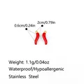 Red enamel chili pepper charm in stainless steel with size and weight specifications - Enamel Red Chili Style (PJ0832)