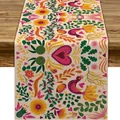 Colorful Mexican floral pattern table runner for Day of the Dead festive home decor - Cream Mexican Folk Style (Style-14) / 183x33cm