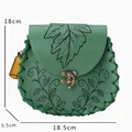 Vintage green steampunk cosplay belt bag with leaf pattern and amber glass bottle detail - Dark Green
