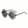 Cute flower-shaped children's sunglasses in transparent grey with glitter finish - Translucent Grey Frame Grey Lens