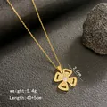 Elegante collar de cobre bañado en oro de 18k con un brillante colgante de circonita. - Oro-Collar de Trébol de Cuatro Hojas de Zirconia Completa