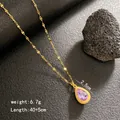 Collar de cobre chapado en oro de 18k con colgante de gota de circón púrpura SKU - Oro-Collar de Gota de Zirconia Púrpura