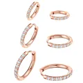Boucles d'oreilles créoles en acier inoxydable or rose avec zircons clairs en trois tailles - Or rose 2,0*18 mm / 1 pièce