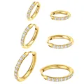 Gold-plated titanium steel hoop earrings set with sparkling CZ stones for women - 6mm (1 Piece) / Gold
