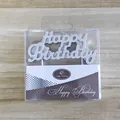 Candela per torta Happy Birthday in argento per decorazioni di compleanno eleganti - 1 scatola / Argento
