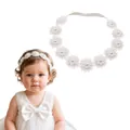 Elegant white floral lace headband with pearl accents for sweet baby girls hair styling - MB686 White Beaded Headband / -