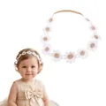 Sweet white daisy lace elastic headband for baby girls and infants variant view - MB683 Rose Gold Daisy Headband / -
