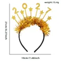 Sparkling gold 2027 New Year party headband featuring glitter stars and tinsel decor - 2027 Star Gold Tinsel Headband