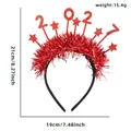 Red glitter 2027 New Year headband with stars and tinsel for festive party decoration - 2027 Star Red Tinsel Headband