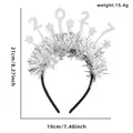 Festive 2027 New Year party headband with silver glitter stars and tinsel decoration - 2027 Star Silver Tinsel Headband