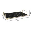 Vassoio portaoggetti da bagno in marmo nero con manici dorati e misure di 30x20x5cm. - Grande (30x20x5cm) / Stile Oro Nero