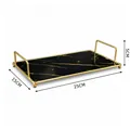 Elegante vassoio portaoggetti da bagno in marmo nero con manici dorati, 25x15x5cm - Piccolo (25x15x5cm) / Stile Oro Nero