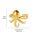 Vue détaillée d'une bague poulpe dorée montrant un diamètre intérieur de dix-sept mm - Style Sculptural de Tentacule de Poulpe (G128141)