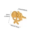 Dimensions détaillées de la bague en acier inoxydable doré avec coquillage et étoile - Style d'Éléments Marins Vintage (G129164)