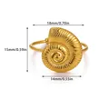 Détails d'une bague coquillage dorée en acier avec dimensions en mm/pouces - Style de Texture de Conque en Spirale (G128327)
