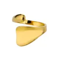 Bague ouverte géométrique irrégulière en acier inoxydable plaqué or avec finition lisse - Style de Ligne de Serpent Minimaliste (G122236)