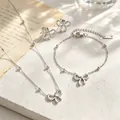 Elegant silver titanium steel bow jewelry set with necklace, bracelet and earrings - Bead Bowknot 3-Piece Set / Steel