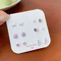 Set di 6 paia di orecchini a lobo assortiti con farfalle e stelle per ogni giorno - Set da 6 paia / KTS14 Anello a C Stella Viola