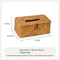 Handgeweven natuurlijke strooien tissuebox met afmetingen 23x13x9cm en gewicht 184g - Horizontaal Rechthoekig (23*13*9)