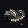Vintage gold and silver dragon head bracelet for men, hip hop punk style, 11.8mm width. - 19cm / Gold and Silver Two-tone