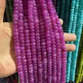 Natural purple 5x8mm crystal chalcedony abacus beads for DIY jewelry making crafts - 4*6mm/Strand Approx 90 Pieces / Purple/Rose Red (47)