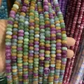 Handmade DIY 5x8mm multi-colored crystal chalcedony rondelle abacus beads for jewelry making - 4*6mm/Strand Approx 90 Pieces / Multicolor (49)