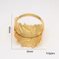 Detailed view of gold leaf napkin ring with 42mm dimensions and 9.3g weight specifications. - Style 1 / Gold