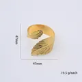 Detailed view of gold leaf metal napkin ring with 47mm size and 19.5g weight info - Style 4 / Gold